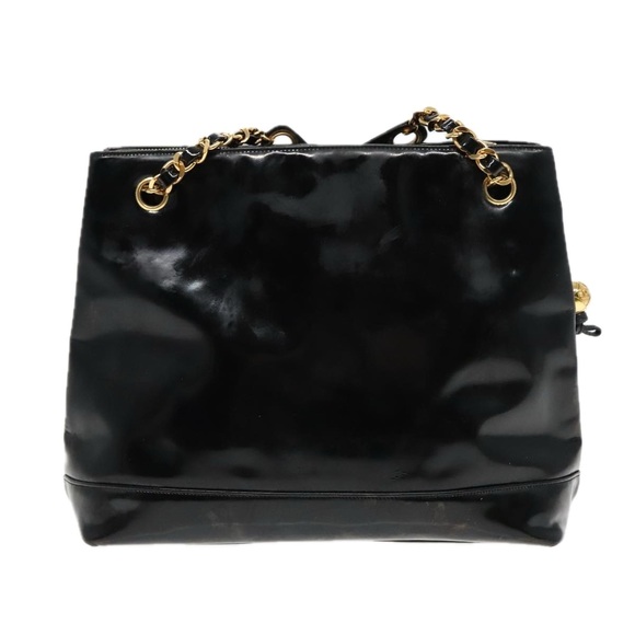 CHANEL COCO Mark Chain Shoulder Bag Patent leather Black Gold CC Auth bs18484 - Picture 2 of 16